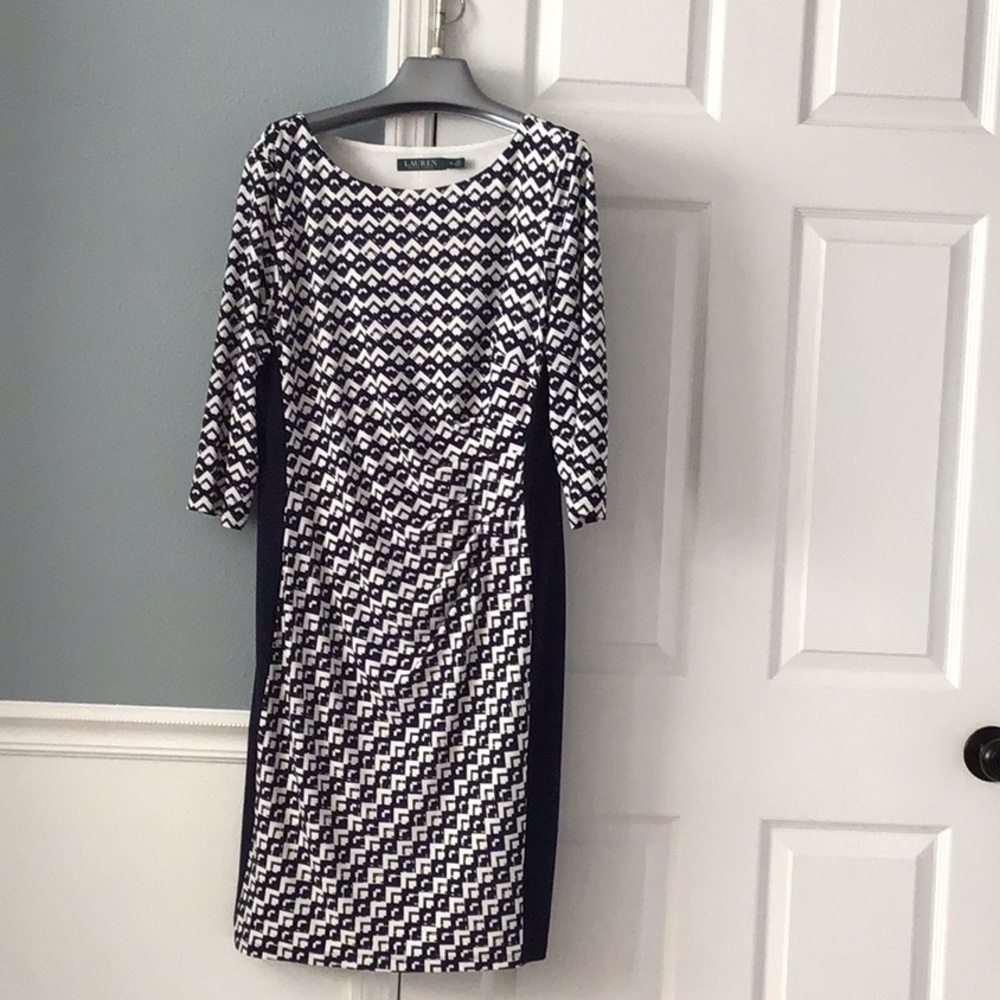 Women’s Ralph Lauren dress Size 16, Navy Blue and White, NWOT